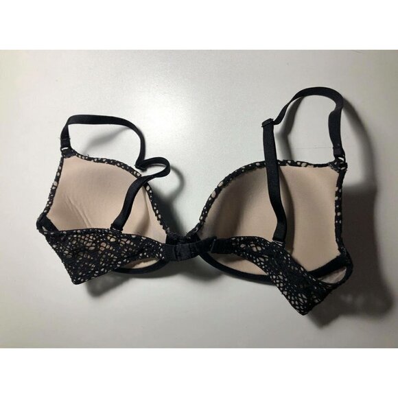 #3413-5 Victoria's Secret Lined Demi/Demi Busted Double Black Bra Sz 32D - Picture 2 of 5